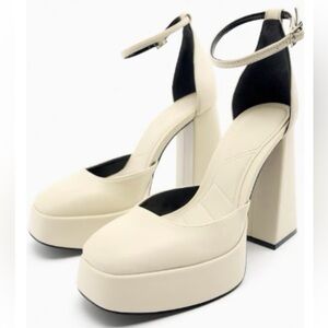 ZARA Chunky Platform High Heels Off White